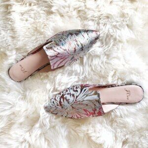 NWT Jcrew pointed toe slides metallic mules